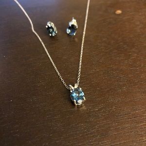 Dark teal stone necklace and earring set